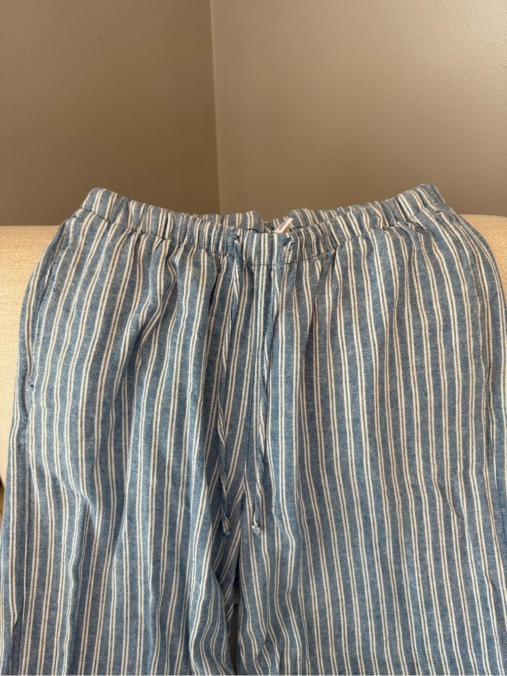 Old Navy Wide-Leg Linen Blend Pants - Light Blue Striped - Picture 3 of 4